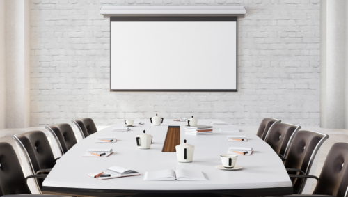 Modern Meeting Room with projector screen 3D illustration